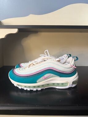 Nike Air Max 97 Sneakers in Teal, Pink & Cream